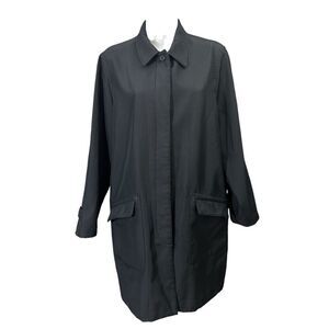 Ralph Lauren Black Button‎ Down Rain Coat Utility Jacket Felt Lined Womens sz L
